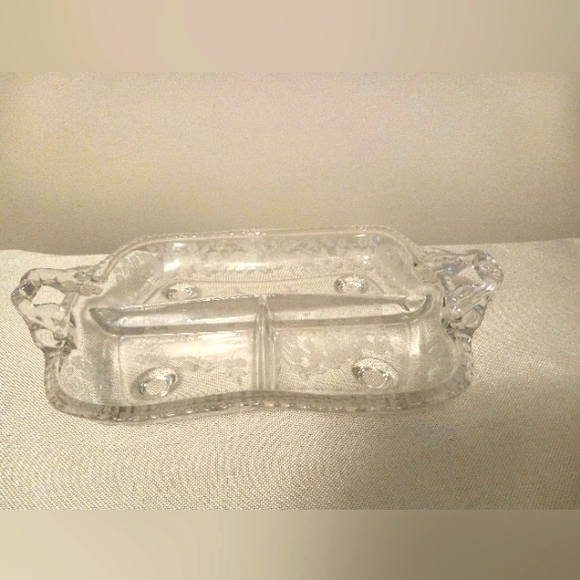 Vintage New Martinsville Glass Co Divided 3 Section Serving Tray 1940s - Picture 2 of 5